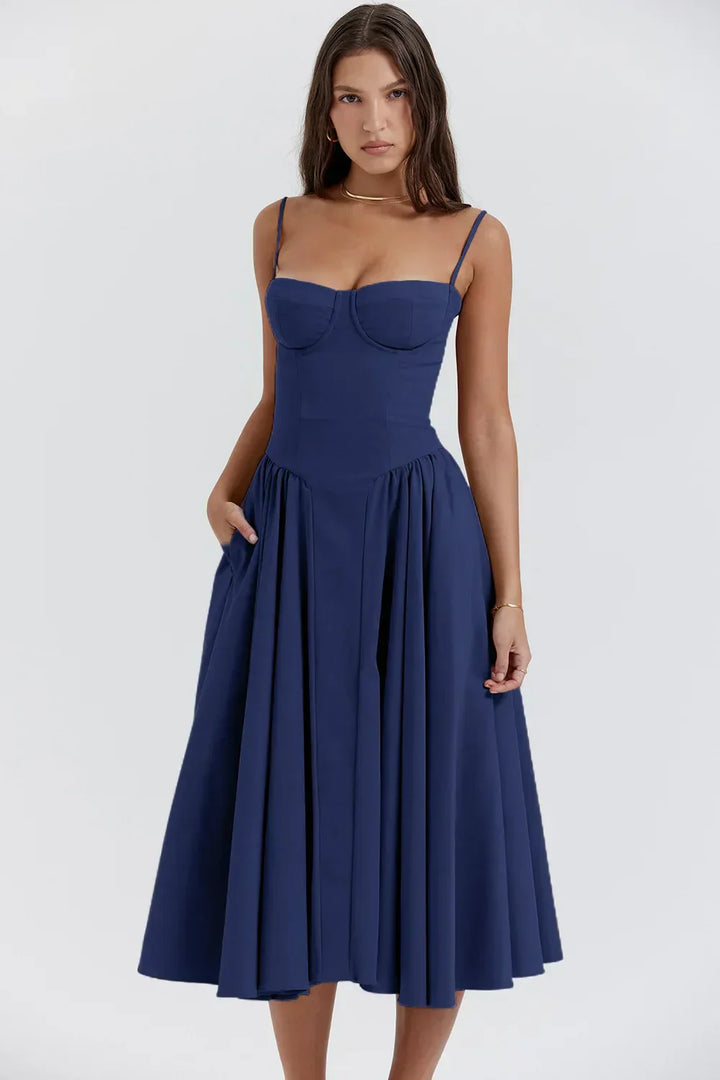 Elisa - Sleeveless Corset Midi Dress