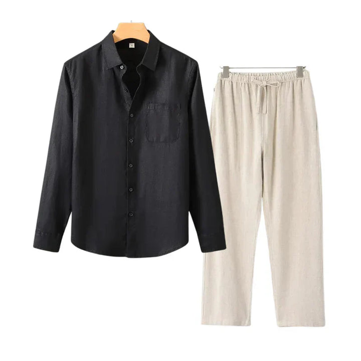 Melbourne - Old Money Linen Set (Pants + Longsleeve Shirt )