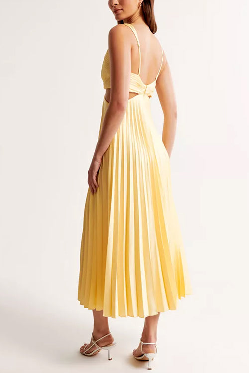 Karen™ - Neck Cut Out Pleated Maxi Dress