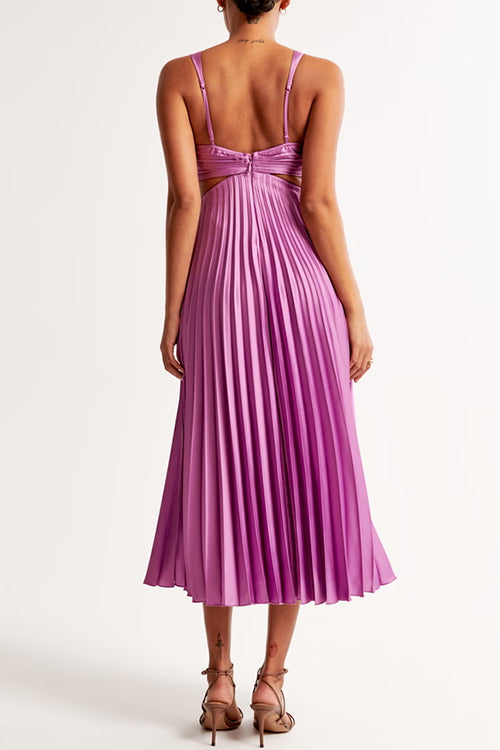 Karen™ - Neck Cut Out Pleated Maxi Dress