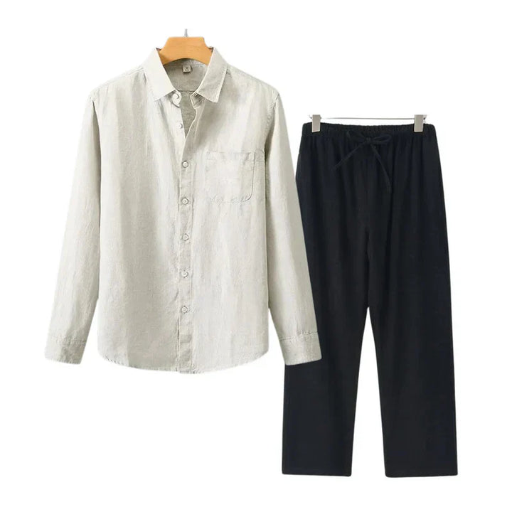 Melbourne - Old Money Linen Set (Pants + Longsleeve Shirt )