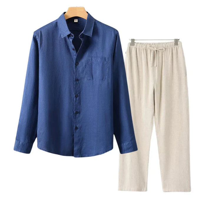 Melbourne - Old Money Linen Set (Pants + Longsleeve Shirt )