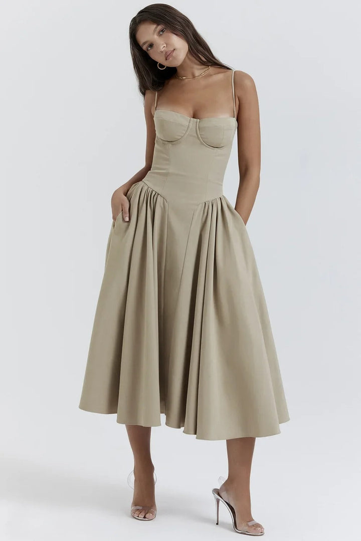 Elisa - Sleeveless Corset Midi Dress