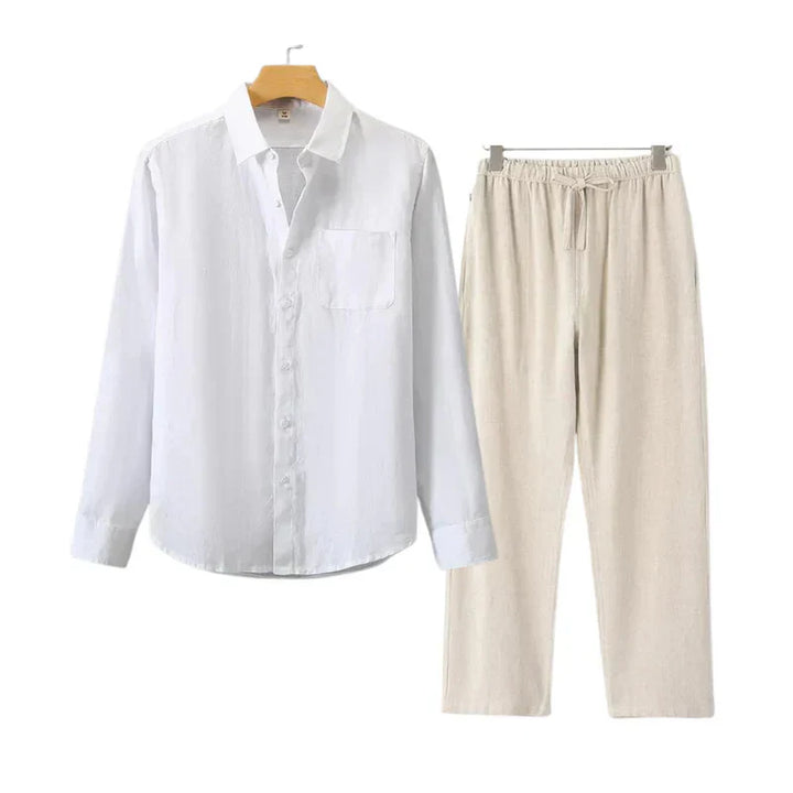 Melbourne - Old Money Linen Set (Pants + Longsleeve Shirt )