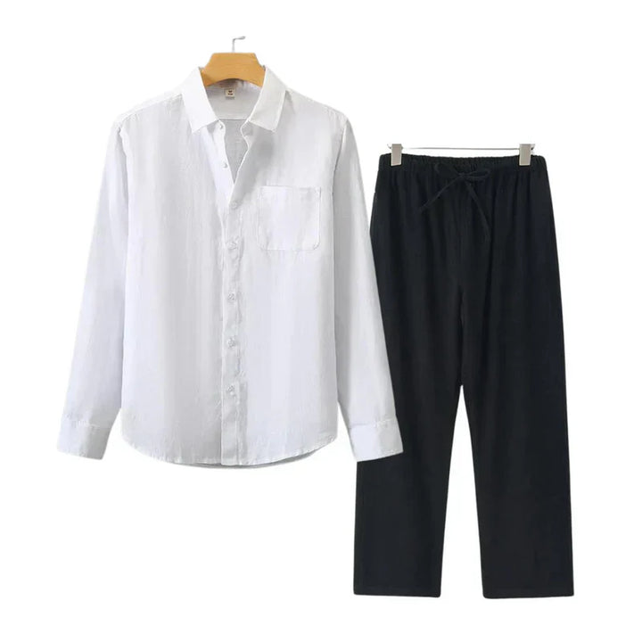 Melbourne - Old Money Linen Set (Pants + Longsleeve Shirt )