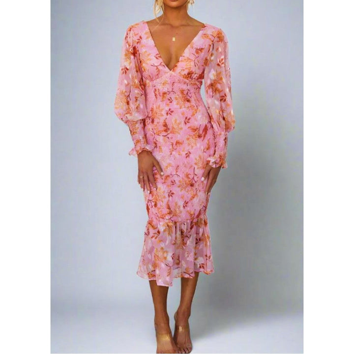 Rose - Floral Waist Midi Dress