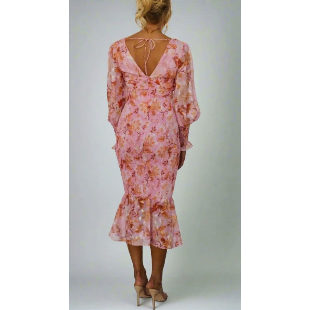 Rose - Floral Waist Midi Dress